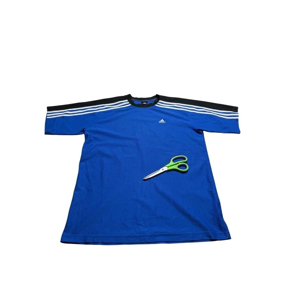 Vintage Y2K 2004 Adidas 3 Stripe Climalite Performance Jersey Blue Black White M